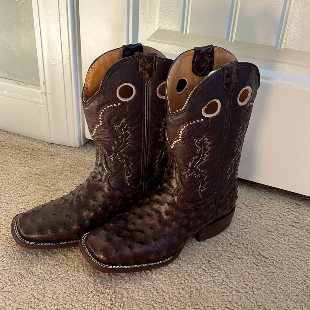 Big bull womens chocolate brown square toe boots